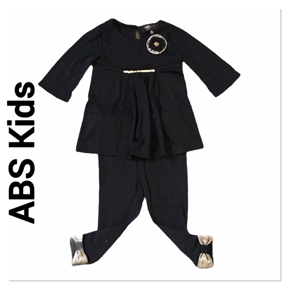 ABS ALLEN SCHWARTZ KIDS Girl’s Black & Gold Pants Set 18 months - Picture 1 of 3